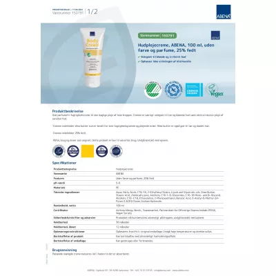 Kūno losjonas be kvapiklių Abena, 100ml Kūno losjonas be kvapiklių Abena, 100ml