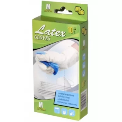 Vienkartinės latekso pirštinės M dydis 10 vnt. 