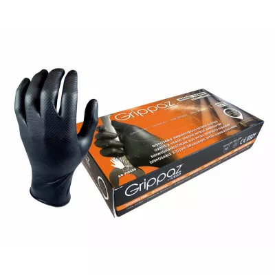 Vienkartinės nitrilinės pirštinės M-Safe Grippaz 246BK, juodos, 50 vnt.